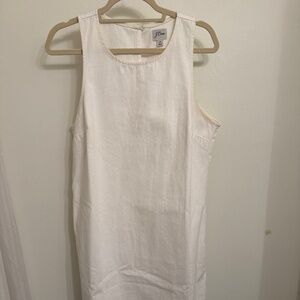 J. Crew White Denim Shift Dress with Embroidered Detail at Hem